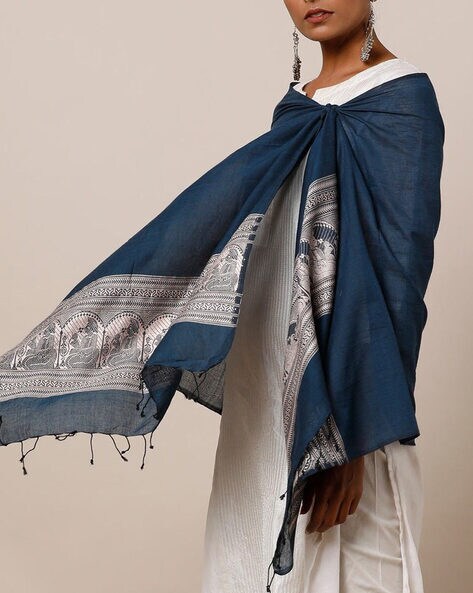 Cotton Handloom Baluchari Weave Stole Price in India