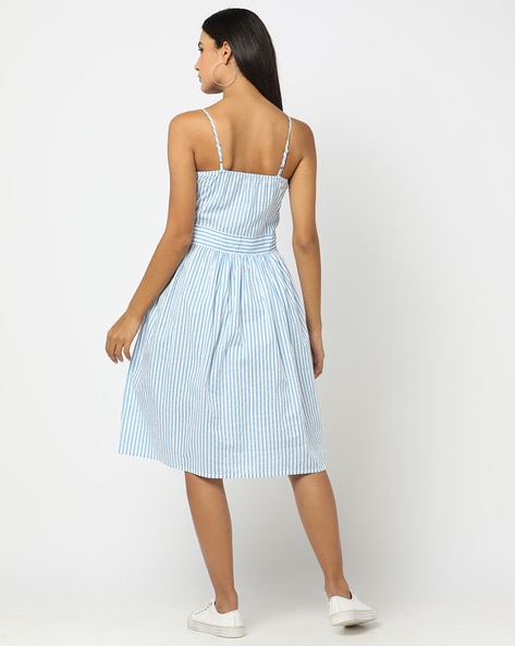 Women's Knee Length Gathered Dress - BITTERLIME