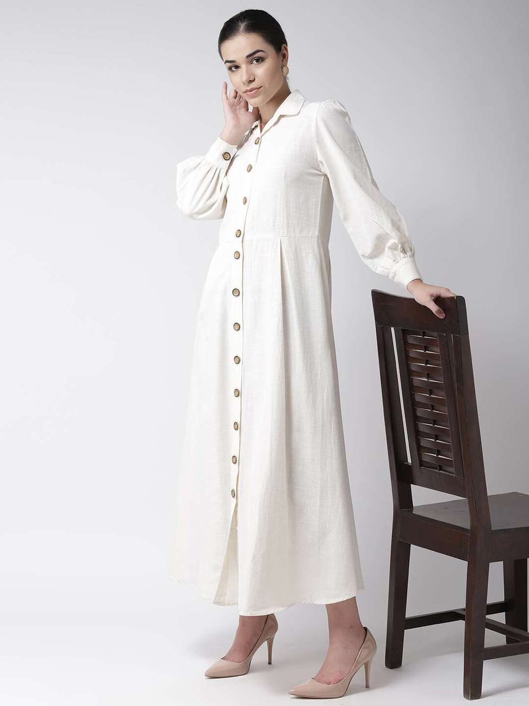 White Solid Shirt Dress - Vishnu