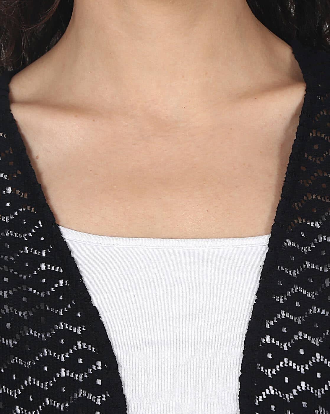 Sleeveless Long Shrug with Fringe Hem