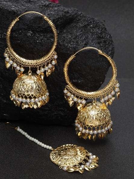 Traditional Multicolored Punjabi Jadau Dandi Jhumka earrings in Gold P –  Deccan Jewelry