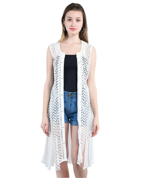 White net clearance long shrug