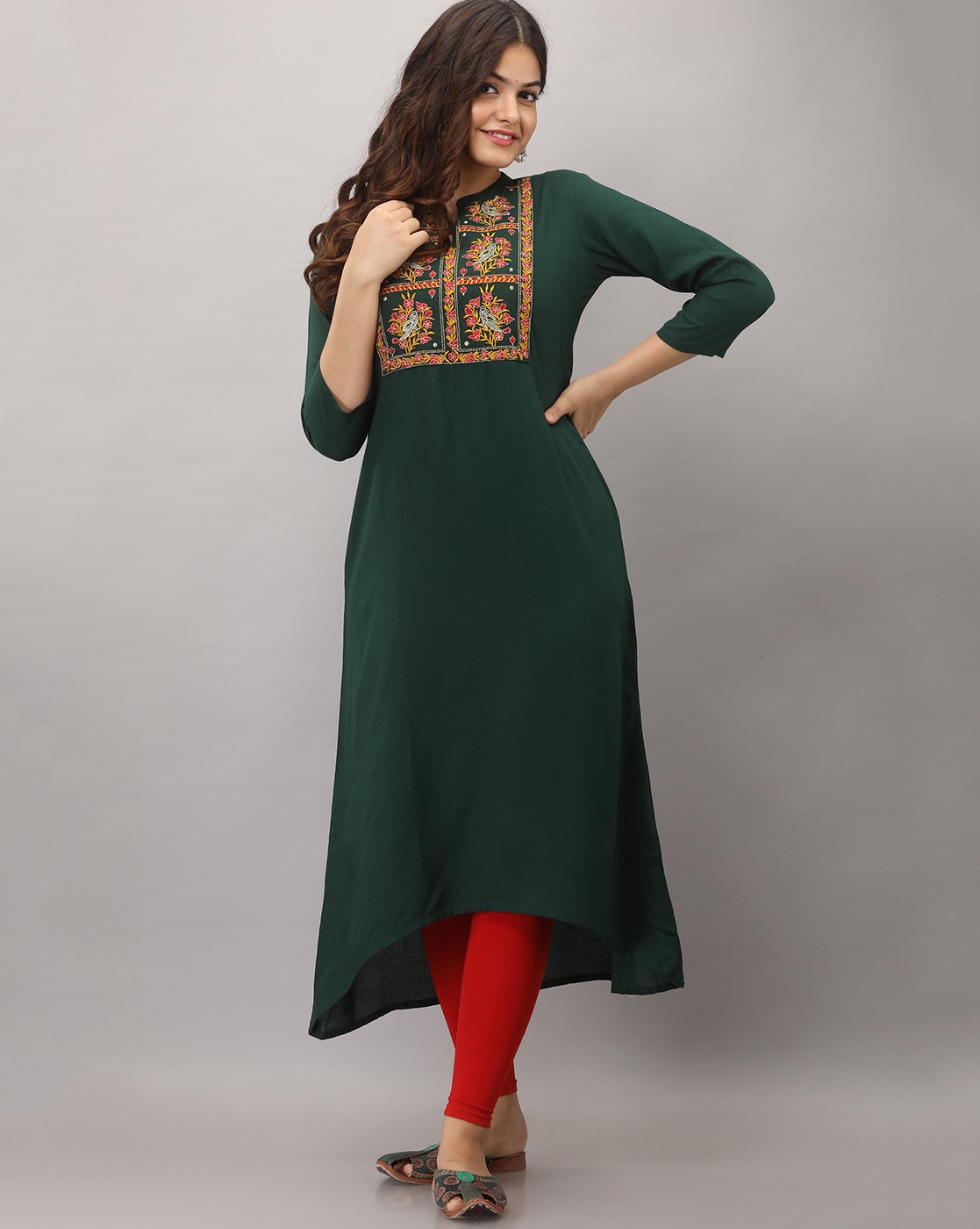 Green Embroidered Kurti Size available XXS-8XL by LASTINCH