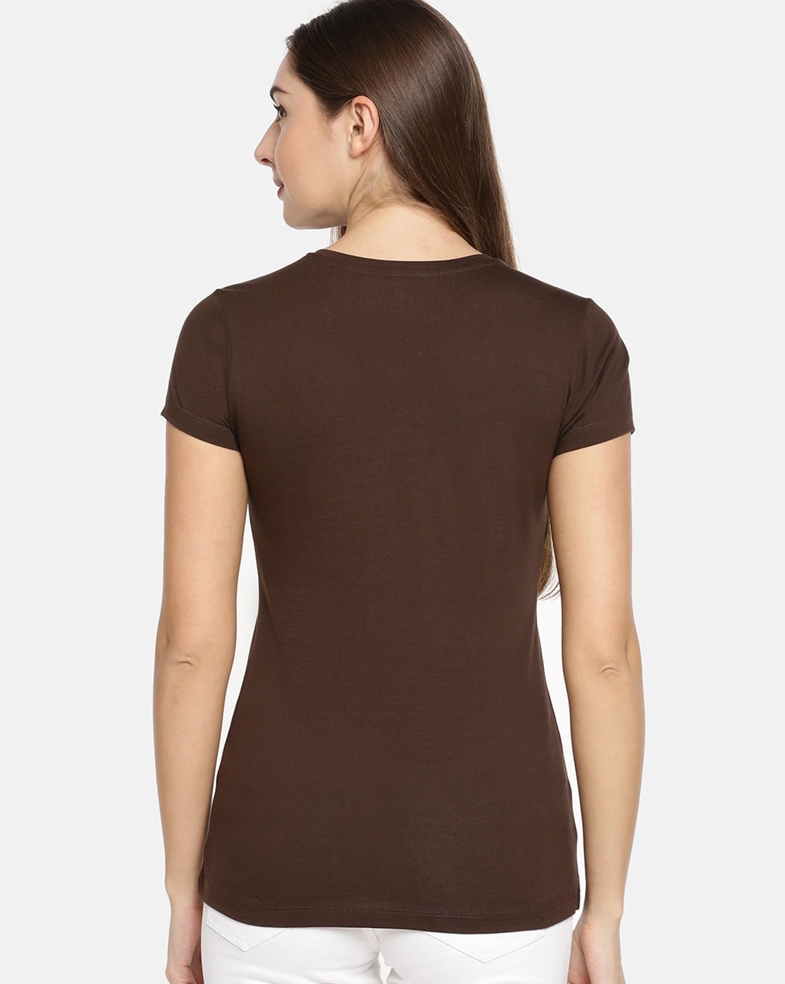 Plain brown 2024 t shirt womens