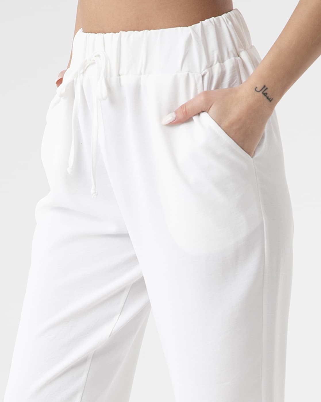White High Waist Tapered Trousers