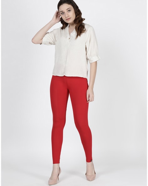 Buy Crimson Red Leggings for Women by Twin Birds Online