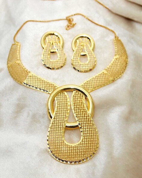 Laser Cut Necklace Earrings Set