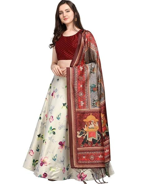 Maroon Velvet Hand Work Lehenga Choli With Dupatta 2326LG09