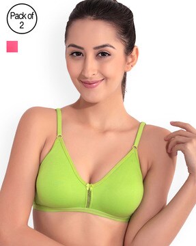 FLORET FULL COVERAGE NON PADDED NON WIRED BRA(PACK OF 2)