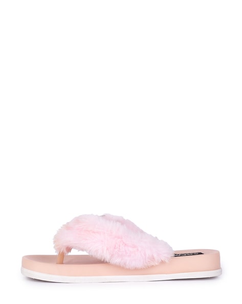 Fluffy thong slippers hot sale