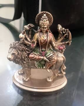 Goddess Durga Idol Sitting On Lion Statue