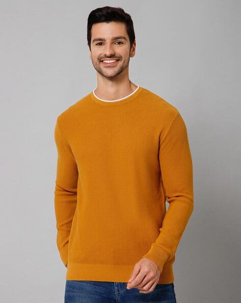 Ajio Cantabil Sweaters Round-Neck Pullover With Full Sleeves