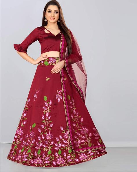 Maroon art silk circular lehenga choli 2404 | Lehenga designs simple,  Lehenga designs, Maroon lehenga