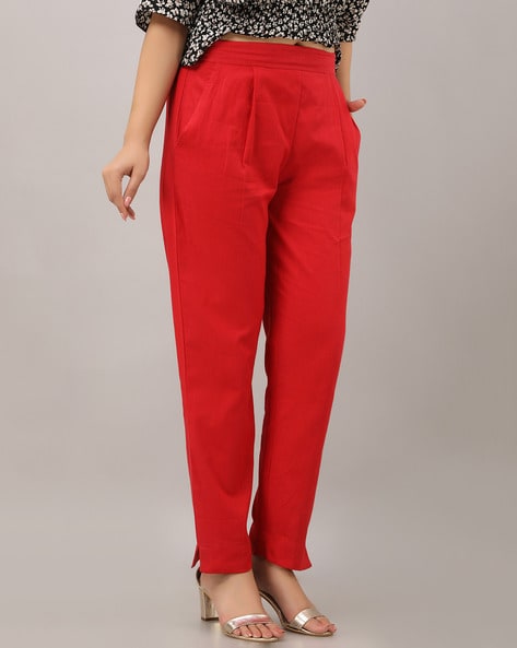 Tenes Red Palazzo High Waisted Trousers - Wide Leg Trousers | ADKN-as247.edu.vn