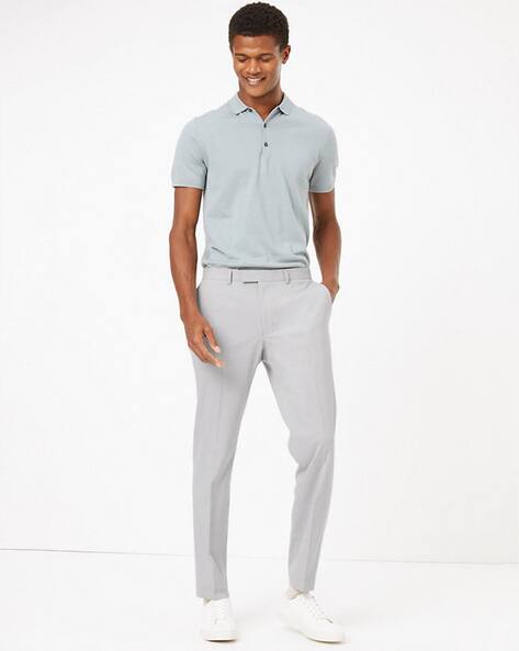 Marks & Spencer Mid-Rise Flat-Front Trousers with Insert Pockets