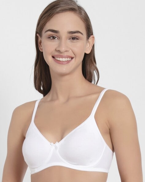 Buy Women's Wirefree Non Padded Super Combed Cotton Elastane Stretch Full  Coverage Everyday Bra with Concealed Shaper Panel and Broad Fabric Straps -  White FE41