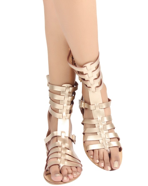 Women Knee High Gladiator Sandals Strappy Beach Flat Shoes Cut Lace Up  Boots | eBay