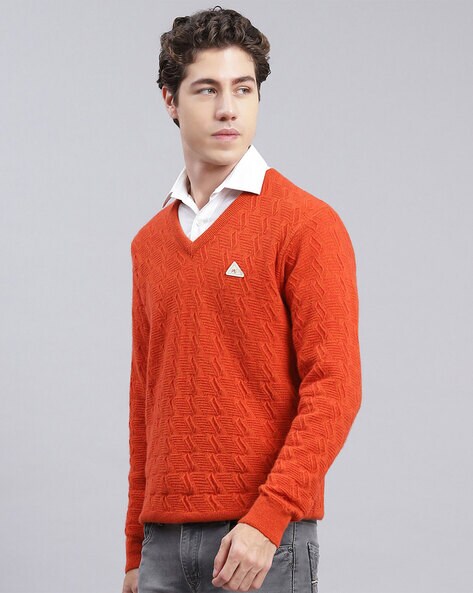 orange v neck mens