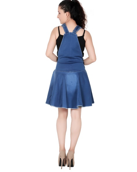Slant Pocket Split Thigh Denim Pinafore Dress Without Top | Denim pinafore, Dangri  denim women, Denim overall dress