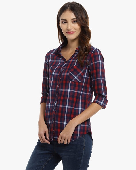 women checkered shirt