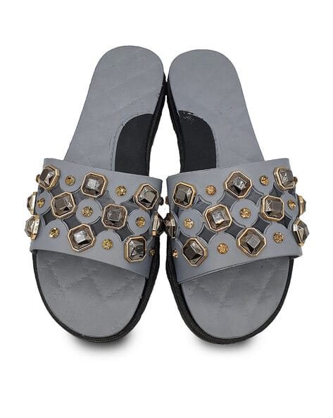 Embellished Slip-On Flip-Flops
