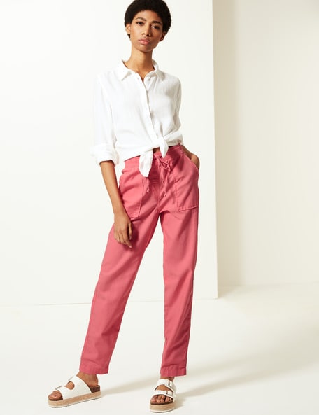 Buy Pink Trousers & Pants for Women by Marks & Spencer Online