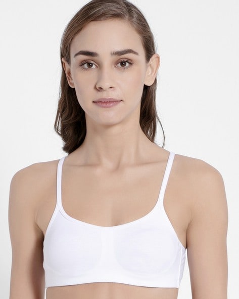 Woman's White The Padded stretch cotton bra