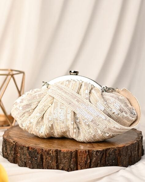 FRINGES Girls Embroidered Butterfly White Clutch for Party Wedding :  Amazon.in: Fashion
