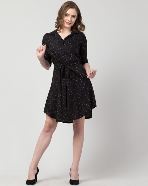 Black knee clearance length shirt dress