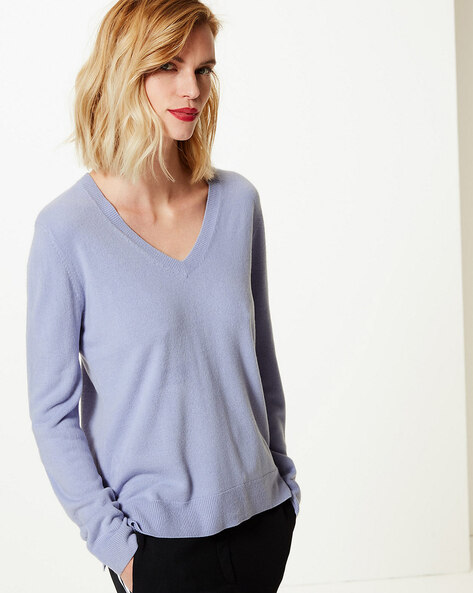 Extra-Fine Women's Silk Cashmere V-Neck Sweater