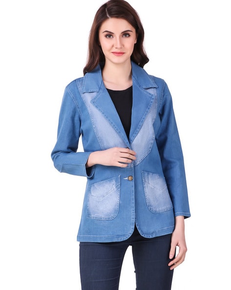Buy Clo Clu Blue Digital Printed Denim Jackets for Women (S, Belive you  can) at Amazon.in