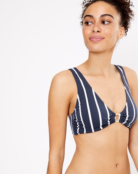 Striped Bikini with Metal Accent