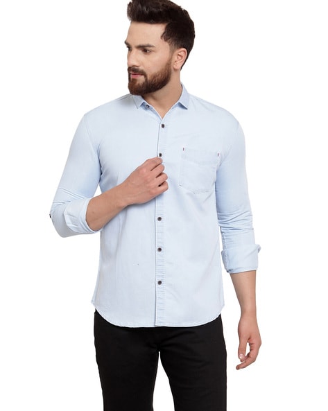 Blue Men Casual Wear Denim Shirt, Full Sleeve at Rs 630 in Visakhapatnam |  ID: 24269410648