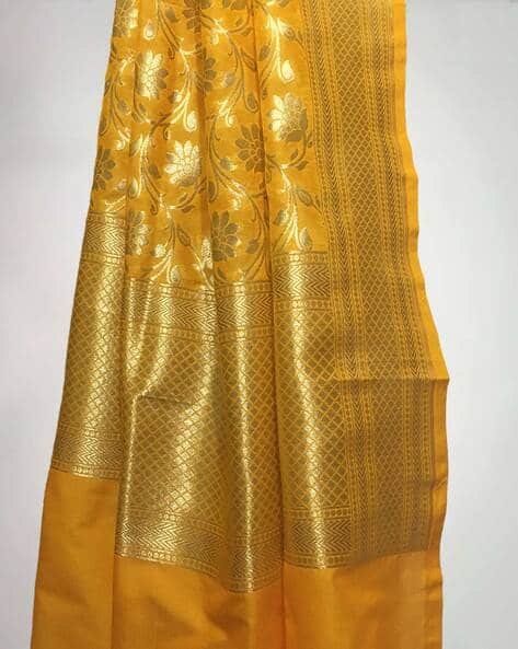 Floral Pattern Zari Bordered Dupatta