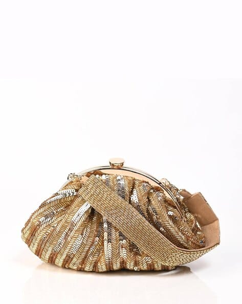 Embellished Clutch Bag with Detachable Strap