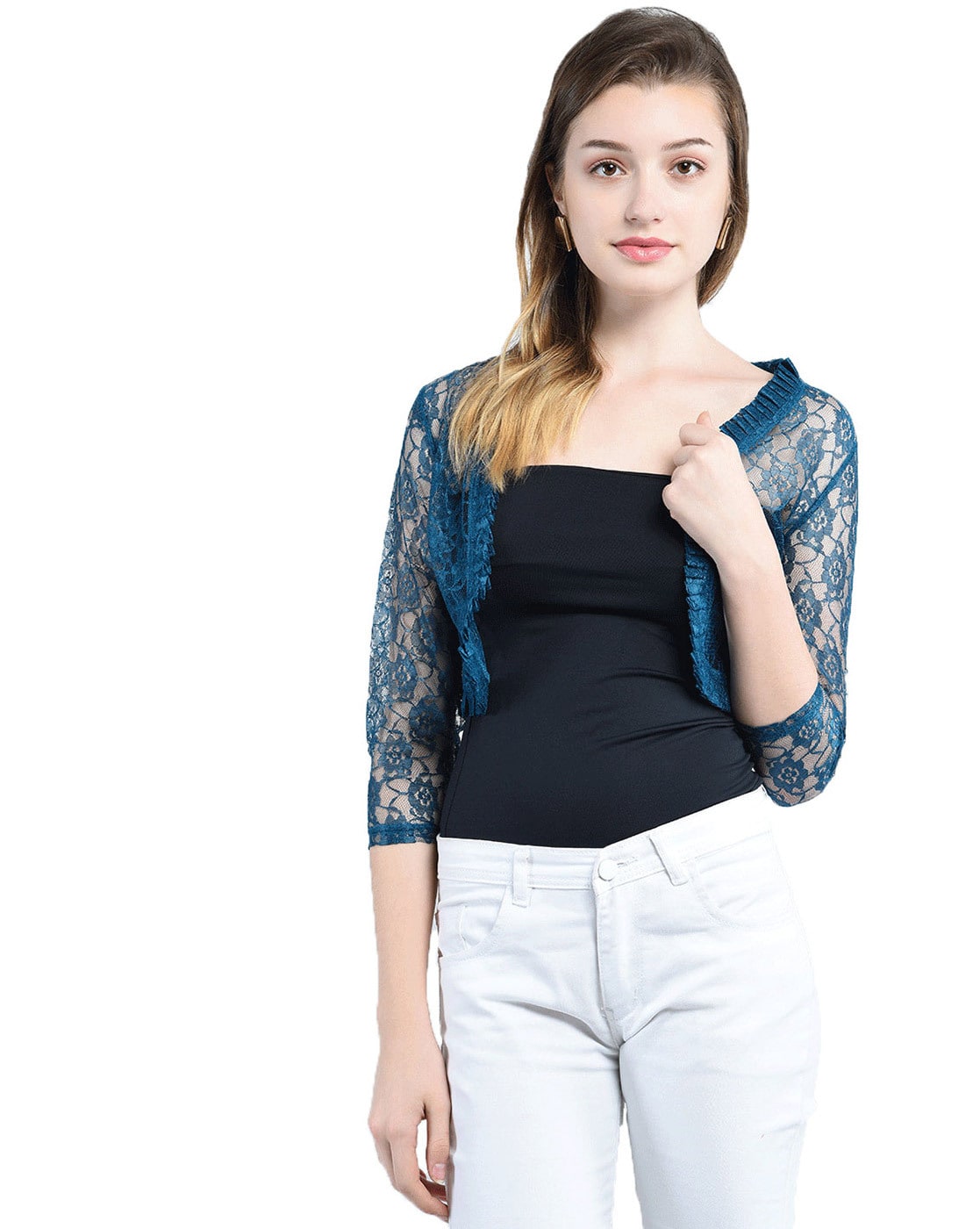 Buy Teal Blue Shrugs & Jackets for Women by PEPTRENDS Online