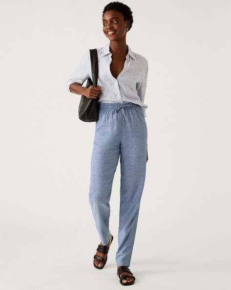 Buy Blue Trousers & Pants for Women by GAP Online | Ajio.com