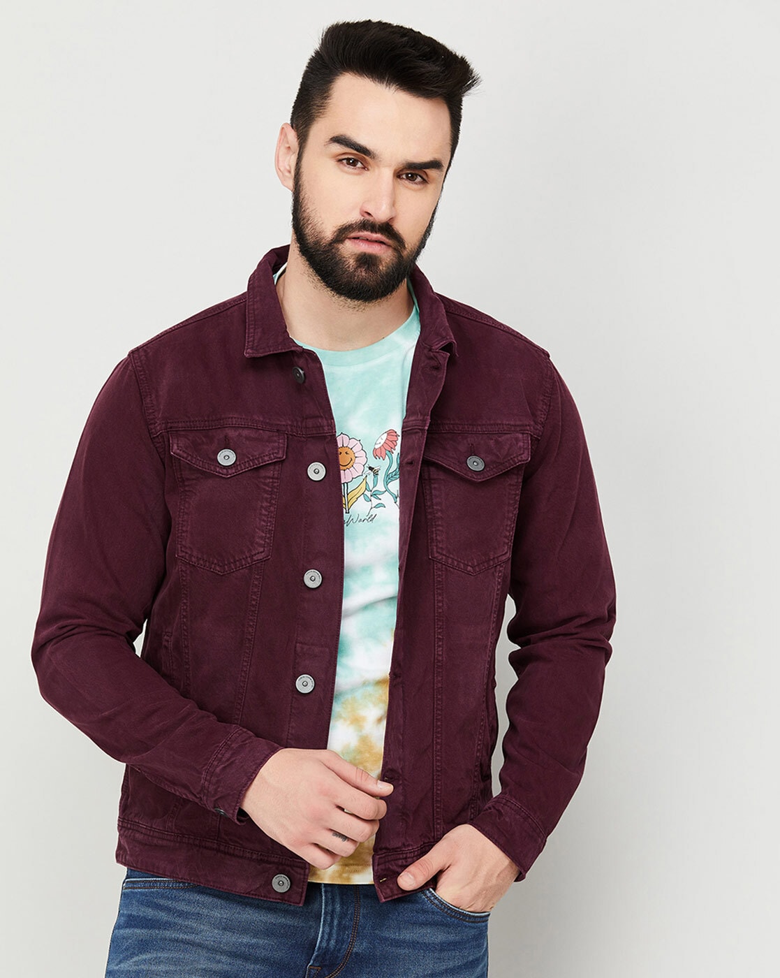 Buy Men Maroon Solid Jacket Online - 471777 | Peter England