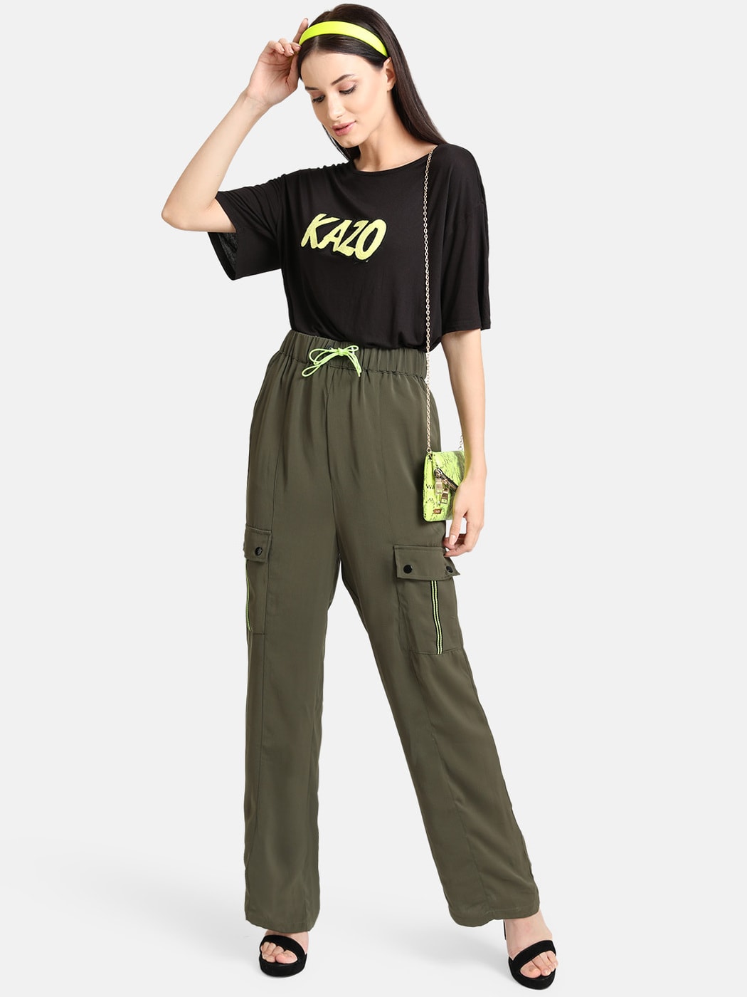 Chain Detail Cropped Trousers - KAZO