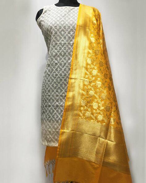 Floral Pattern Zari Bordered Dupatta
