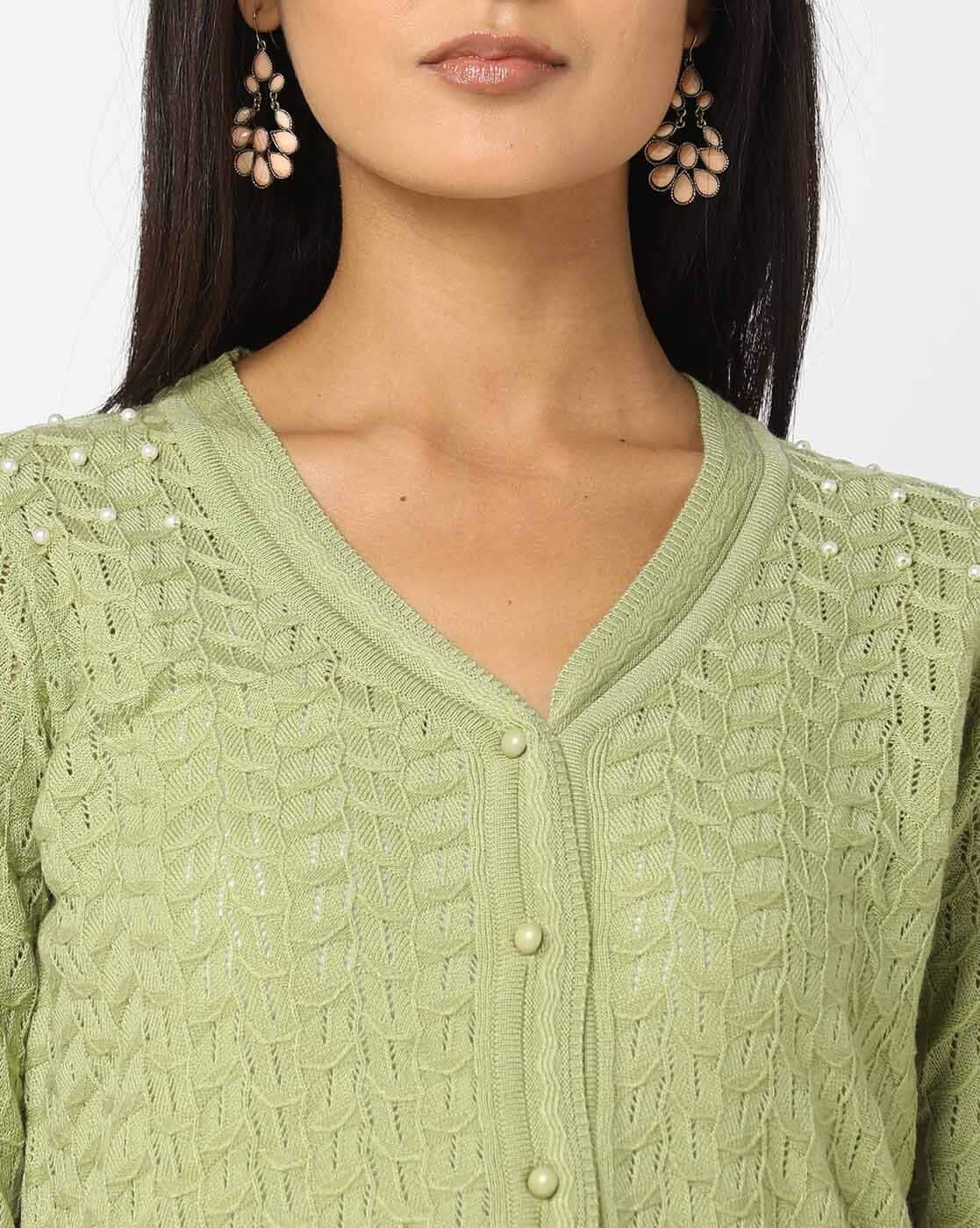 Buy Sage Green Jackets Shrugs for Women by Svrnaa by AZORTE