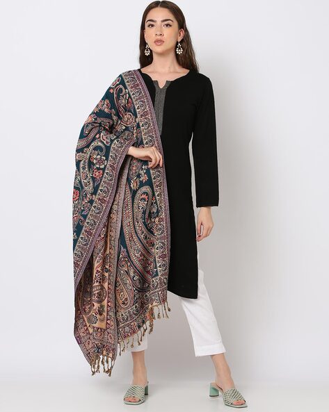 Paisley Patterned Shawl with Tassels Price in India