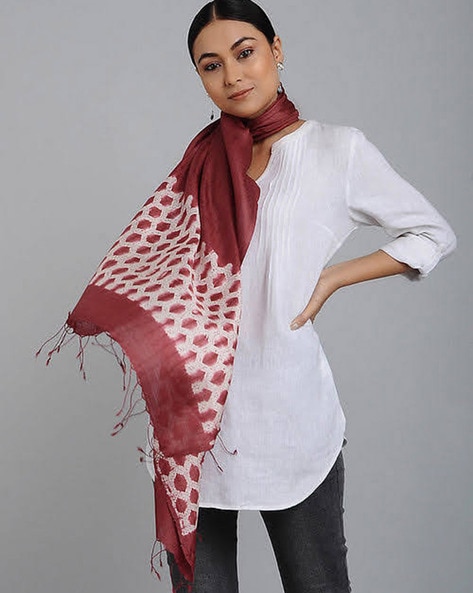 Handloom Woven Shibori Silk  Stole Price in India