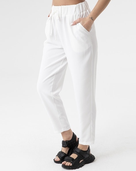 Buy online White Cotton Straight Tapered Pant from Skirts, tapered pants &  Palazzos for Women by Aurelia for ₹570 at 52% off | 2024 Limeroad.com