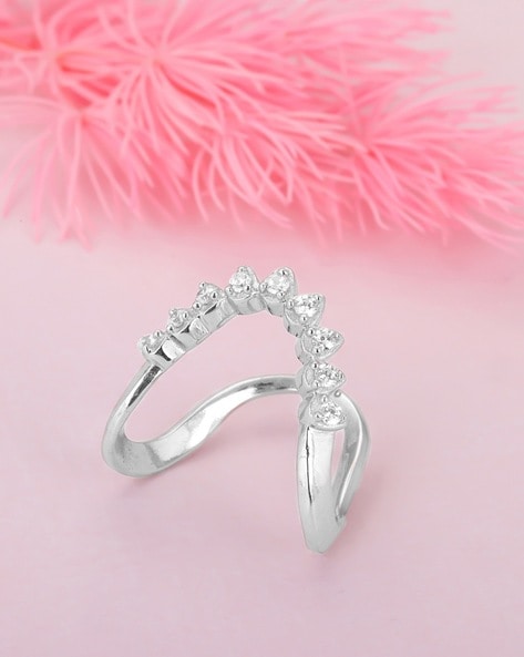 Girl's Heart & Cz Band Sterling Silver Ring - In Season Jewelry : Target