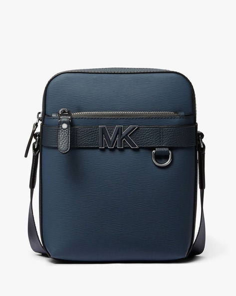 Buy Michael Kors Hudson Leather Flight Bag Navy Blue Color Men AJIO LUXE