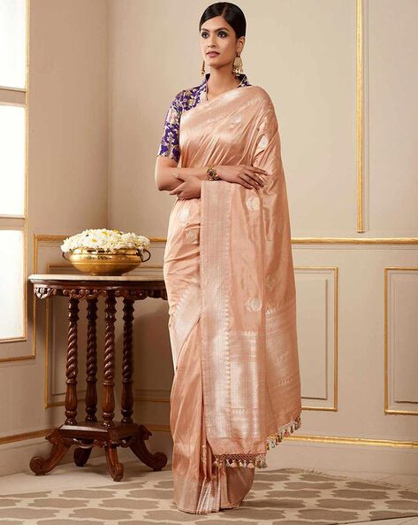 Peach Sarees - Shop Party Wear Peach Color Saree @ ₹6000 | Fabric Pitara