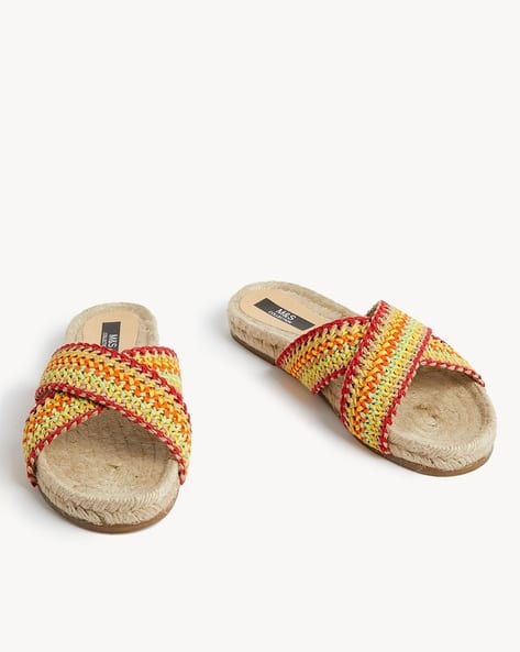 Flat Sandals Marks And Spencer Yellow Sandals Women Criss-Cross