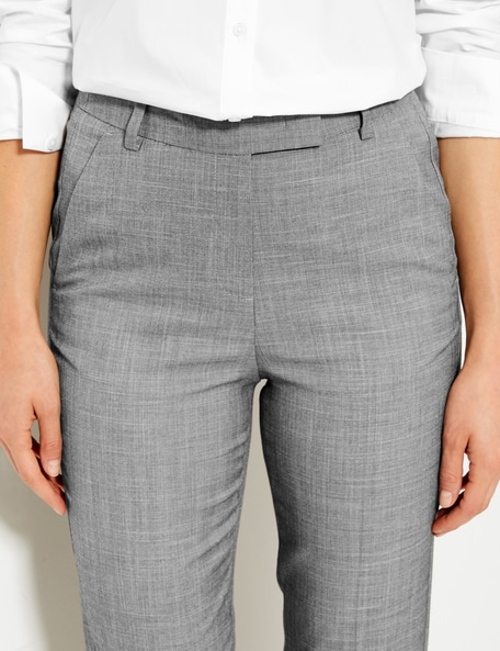 Buy Women Grey Slim Fit Solid Casual Trousers Online - 272062
