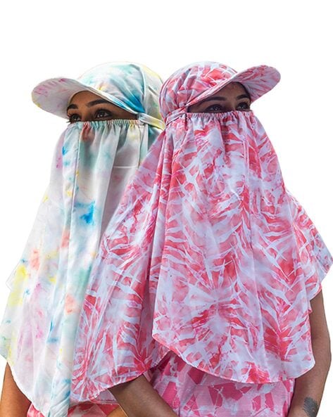 Women Pack of 2 Tie & Dye Cap Scarfs with Back Tie-Up Price in India
